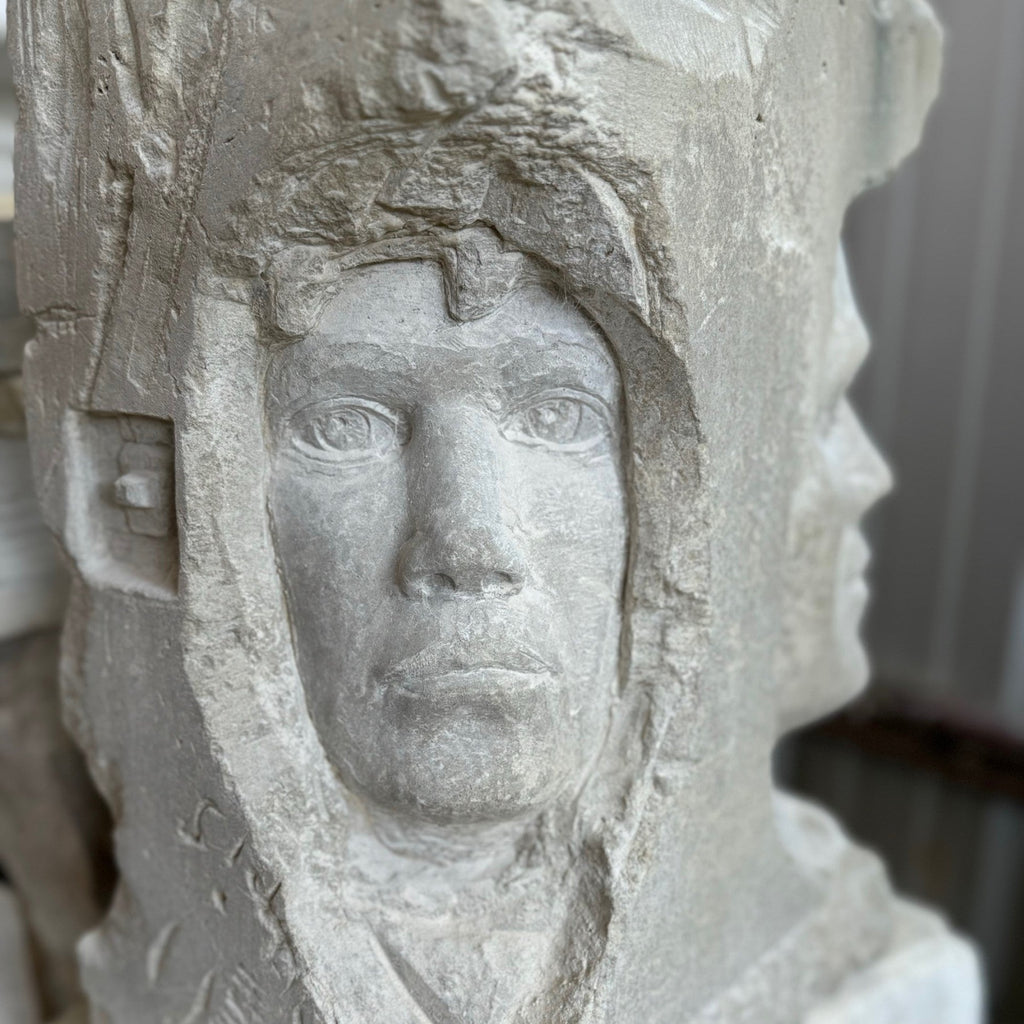 Stone Carving of face and head. Stone Carving Classes at the Creative Arts Center of Dallas