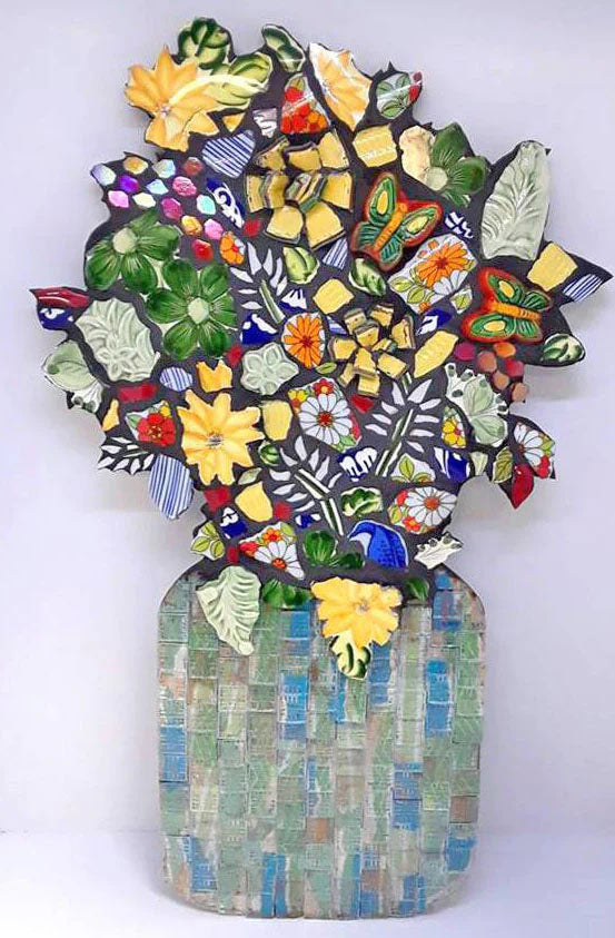 Mosaic Flowers in Vase Jan Thomas
